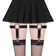 PU Leather Accessories: European And American Harajuku Punk Heart-Shaped Leg Bands, Punk Hip-Hop Leg Rings, Ankle Rings, And Garters