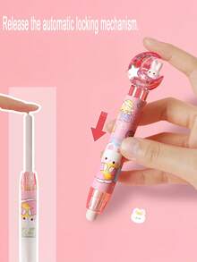 1 Set Cartoon Eraser Set, Cute Girly Erasers With Refillable Pen Holder & 2 Refill Leads, Smudge-Free, Minimal Debris, Suitable For Drawing, Learning, Classroom Gifts - Sets - View 3