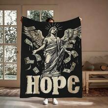 Dark Retro Contrast Cozy Flannel Throw Blanket Multifunctional Blanket Adaptation Couch Sofa Bed Office Nap Dorms Car Living Room Bedroom Picnic Travel Camping Chair Machine Washable Soft Warm Flannel Blanket Lightweight Portable Fluffy Throw Blanket Comfortable Flannel Blanket Black Bottom Raindrops With Wings, Classical Goddess Statue, Dollar Banknote, Hope, Match Fall Decor Autumn Decor Bedroom Decor Festival, Including Birthday Anniversaries New Year Gifts Thanksgiving Christmas Wedding, Ideal Gift Blanket, Send Her Him Friends, Family, Colleagues, Brothers, Sisters, Best Friend, Boyfriend, Girlfriend, Suitable For Suitable For Movie Fans Or Unique Decor, Daily Casual Blanket Cozy And Warm Blanket Four Seasons All Season Comfort Personality Holiday Gift - Multicolor - View 12