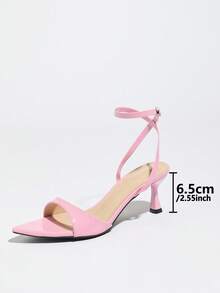 Giày sandal nữ gợi cảm, cạp chun rộng, mũi nhọn, quai ngang mắt cá chân, gót thấp, thanh lịch cho mùa xuân/hè, dự tiệc, thường ngày, dã ngoại, du lịch, giày cao gót màu hồng mềm mại, quyến rũ, kiểu dáng avant-garde. - Hồng - Xem 11
