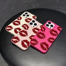 Red Lip Pattern, Simple And Stylish Phone Case, Suitable For IPhone 11/12/13/14/15/17/Air/Pro/Plus/Pro Max, Is The Perfect Gift For Friends And Valentine's Day. - Hồng - Xem 3