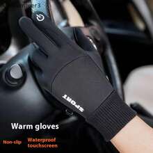 Guantes de lana cálidos con dedos completos para hombre, resistentes al agua, para ciclismo, deportes al aire libre, correr, motocicleta, esquí, pantalla táctil - A14 - Ver 4