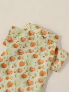 1件宠物狗浪漫时尚可爱服装，5D定制印花，柔软舒适，撞色爱心图案，适合节日穿着，小型犬/幼犬春夏秋季服装