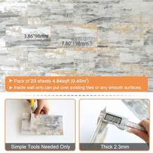 Azulejos Autoadhesivo Mármol AdhesivoAzulejos Para Cocina Panel Decorativo Pared Baño Grandes Pegatinas de Pared 3d Impermeables 10x20cm Blanco Calaeatta - Gris - Ver 5