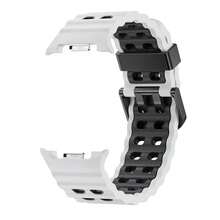 Marine Silicone Sport Band Compatible With Samsung Galaxy Watch 8 Classic 46mm Men Women, Soft Silicone Sport Breathable Band For Galaxy Watch 8 Strap 44mm 40mm,1*White/Black - 1*白色/黑色 - 查看 3