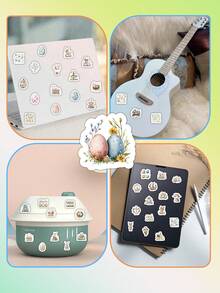 100 buc/pachet Autocolante de Paște, Material vinil premium, Autocolante drăguțe cu iepurași de Paște și ouă pastel | Consumabile pentru scrapbooking, Papetărie, Accesorii pentru birou, Cadouri pentru reuniuni de familie de Paște și pregătirea cadourilor Consumabile pentru scrapbooking Autocolante amuzante Autocolante pentru laptop Autocolante pentru telefon Kindle - Multicolor - Vizualizare 7