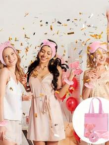 4pcs Spa Party Gift Set - Includes 3pcs 1pc Bear Towel, 3pcs 1pc Headband, 3pcs 1pc Scrunchie And 3pcs 1pc Tote Bag. Suitable For Spa Parties, Bachelorette Parties, Bridal Showers, Graduations, Valentine's Day, Birthdays, Afternoon Tea Parties, Weddings And Other Occasions. - Multicolor - View 6