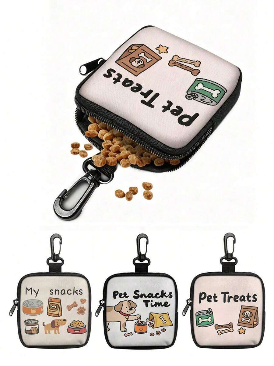 1pc Waterproof Pet Treat Bag, Pet Training Set With Hook And Zipper, Pet Poop Bag, Suitable For Puppy, Kitten, Key Chain, Coins, Cosmetics, Puppy, Pet Training And Walking - Multicolor - View 1