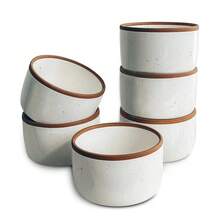Mora Ceramic Ramekins - 8oz, Set Of 6 - Small Oven  BaFKing Dishes/Cups - For Personal Pudding, Creme Brulee, Souffle, Serving Dip, Custard, Ice Cream - Single Mini Bowls - Vanilla White - 香草白 - 查看 1