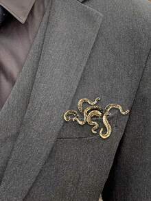 复古金属章鱼胸针 - 经典海洋动物胸针，男女通用，宴会服装配饰/朋友聚会徽章礼物 - 章魚 - 查看 3