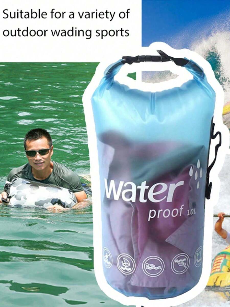 1-Piece Waterproof Dry Bag, With Roll-Top Lightweight Waterproof Storage Backpack (Blue, 10L), Integrated Waterproof Phone Pouch, Suitable For Travel, Swimming, Boating, Kayaking, Camping And Beach Activities, Beach Essentials, Pool Float - Blue - View 1