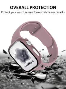 2pcs Smoke Purple PC + Tempered Glass Integrated Watch Case, Shock-Proof, Scratch-Resistant, Fashion Protective Cover, Compatible With Apple Watch 40mm/41mm/42mm/44mm/45mm/46mm/49mm, Compatible With Apple Watch Ultra/SE/11/10/9/8/7/6/5/4 Series, Comfortable Wear, Unisex, All-Round Protection - Smoky Purple + Smoky Purple - View 4