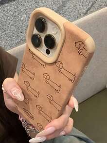 1个哑光仿皮防震TPU手机壳，带可爱狗狗图案，兼容苹果17、16、15、14、13、12、11 Pro Max - 彩色 - 查看 5