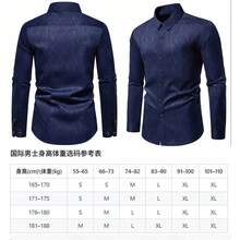 Men's Casual & Formal Multi-Occasion Shirt , Essential Gift For Men, Featuring Subtle Geometric Patterns, Mysterious Symbols, Polyester Fabric, Golden Buttons, Long Sleeve Top - Navy Blue - View 5