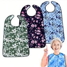 1pc Adult Bib For Women, 1 Set, Meal Protection Cover, Washable And Wipe Clean, Snap Fastener Adult Feeding Apron, Protective Clothing Cover