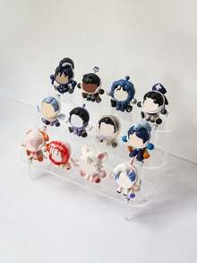 1pc Round Corner Transparent Acrylic Tiered Figurine Display Shelf, Transparent Acrylic Multi-Tier Blind Box Figurine & Cosmetics Small Decor Display Stand - Clear - View 6