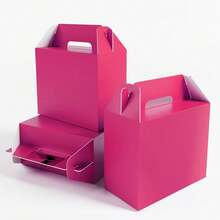 24Pack Hot Pink Party Favor Treat Box Packs, 7 * 3.5 * 6.6 Inch Goodie Box With Handles, Gable Gift Boxes For Valentine's Day,Birthdays,1Count(Packof24),HotPink - 亮粉紅色 - 查看 1