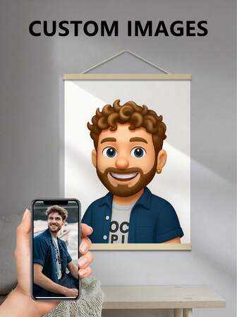 1 Stück personalisierte Cartoon-Portrait-Leinwandkunst mit Rahmen, amerikanischer Animationscharakter KI-designtes Porträtgemälde, kreative Figurendarstellung Leinwandkunst, Geschenk für Freunde, vielseitige Tischporträtdekoration, geeignet für Wohnzimmer oder Schlafzimmerdekoration