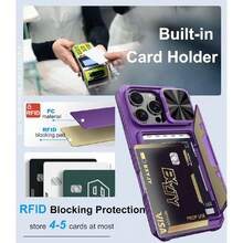 16 Pro Case With Camera Holster, Built-In Credit Card Holder (4-5 Cards), Military Grade Protection, Heavy Duty Protective Case For Women And Men, 37517516 - 黃色 - 查看 5