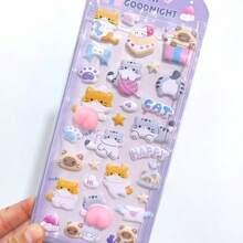 6pcs 3D Cute Animal Stickers, Cartoon Decorative Stickers Made Of Sponge And PVC Material, 2 Styles Available, Suitable For Sticker Books, Laptops, Refrigerators, DIY Phone Cases Decoration, Home Decor, Birthday, Party, Halloween And Christmas Occasions, Also Great As Gifts For Friends And Kids - Multicolor - View 4