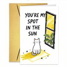 1PC Cute Cat Valentines Day Card Gift,Lovely Anniversary Card For Boyfriend Or Husband, Wife Or Girlfriend,'You're My Spot In The Sun' - Multicolor - View 8
