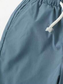 3pcs Boys' Letter Graphic Drawstring Waist Slant Pocket Shorts - Khaki - View 3