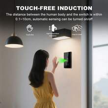Interruptor de luz inteligente estándar de EE. UU. con WiFi, Bluetooth y control de onda - Sensor táctil sin infrarrojos, control remoto por voz y aplicación compatible con Alexa y Tuya, función de programación de horarios y agrupación, panel de vidrio templado para baño, cocina, hospital - 121 kWh - Ver 2