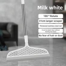 Escobaágica con cabeza desmontable, raspador de silicona de doble cara, de plástico 180 °     Diseño de fácil almacenamiento para baño y sala de estar DDBR - Azul - Ver 5