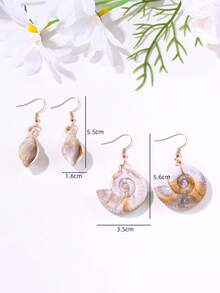 12pcs Bohemian Style Ocean Theme Gradient Shell Earrings, Suitable For Women's Daily Wear, Vacation And Party, All Seasons - Earring Set - View 3