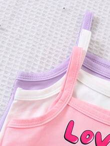 6pcs/Set Baby Girls' Summer Casual Outfit, Spaghetti Strap Ruffle Top + Leggings Set, Sweet Pink Purple White Color, Cartoon Unicorn, Cat, Donut Print, Stretchy Soft Fabric, Lightweight Breathable, Suitable For Daily Wear - Multicolor - View 5