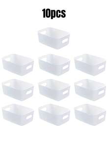 5/10pcs Small Plastic Storage Boxes With Handles, Convenient Storage, Stackable, Suitable For Clothes, Desktop, Cosmetics - Multicolor - View 10