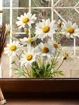 1片春季雏菊窗贴，逼真花朵蝴蝶窗贴，春夏花卉主题窗贴，波西米亚风花卉玻璃贴，PVC自粘可移除防水，适用于情人节客厅卧室浴室窗户墙面装饰