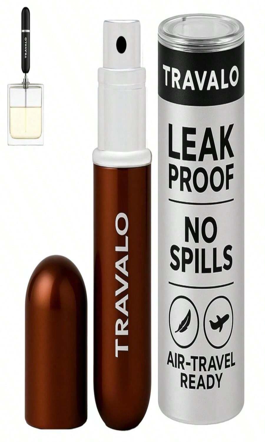 Travalo Classic HD Perfume Atomizer - Leak-Proof And TSA Approved For Air Travel - Reusable, Airtight, Easy-Fill Mini Pump Sprayer - Lightweight, Elegant Design W_Volume Window - Brown 017oz - ColorC - 查看 1