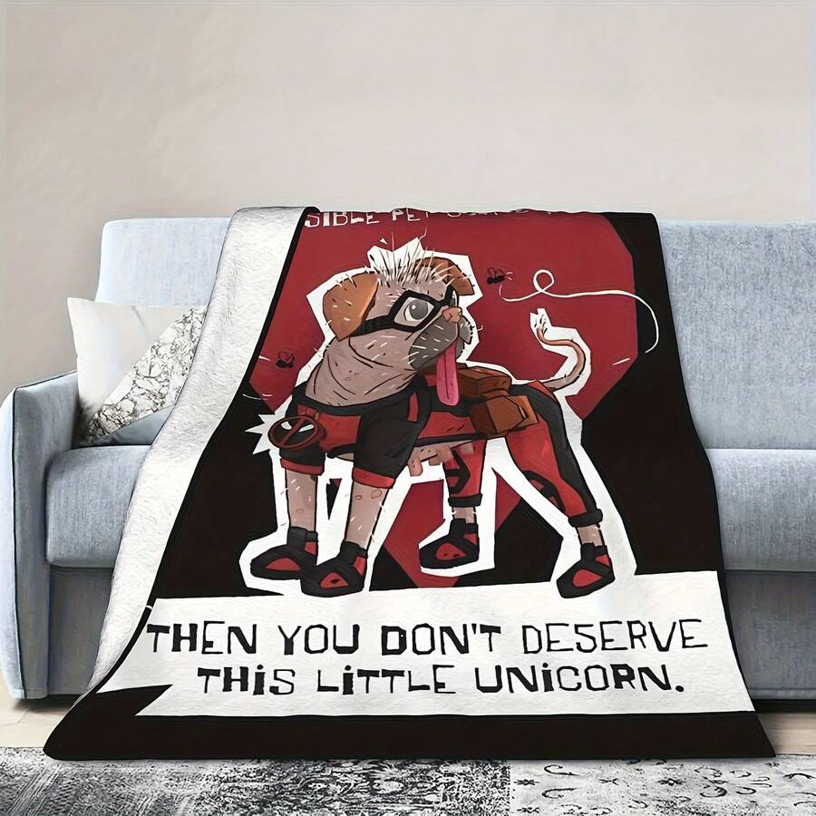 Deadpool & Wolverine Dogpool Blanket Cover Little Unicorn Plush Throw Blankets Airplane Travel Soft Warm Bedspread Breathable - Style 8 - View 1
