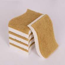 12 PIEZAS Esponjas naturales de fregado Esponja para lavar platos de fibra de pulpa de madera de sisal natural y microfibra Esponja de cocina para el hogar - Multicolor - Ver 7