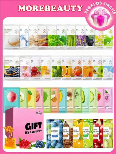 MORE BEAUTY 200/100/50/30/20/10/1 Piece Gender-Neutral Cartoon Style Random Color Multi-functional Collagen Protein, Essence-like Texture Moisturizing, Hydrating, Brightening, Anti-Aging, Anti-Wrinkle, Oil Control, Firming, Reducing Fine Lines, Smoothing Pores, Post-Sun Repair, Tensing Functions of Functional Collagen Protein Mask. Suitable for women's skincare masks, moisturizing sheet masks suitable for all skin types, large-capacity masks for women's skincare, suitable for facial spa parties, small volume suitable for daily use and for travel, it is the best gift for Valentine's Day, women's festivals, selected as the best gift!