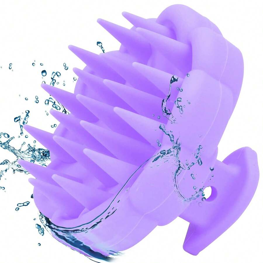 Sofmild Shampoo Brush Hair Scalp Massager Head Scrubber For Stress Relax, Solid Soft Silicone Shower Hair Brush For Women Men Kids Hair Growth - 淺灰紫 - 查看 1