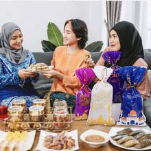 100 Pcs Standard Size Transparent Durable Cellophane Eid Mubarak Gift Bags With Twist Ties, Traditional Muslim Ramadan Style Castle Moon Pattern Green And Blue Design Multipurpose Cello Bags, Perfect For Candy Packaging, Festival Treat Storage, Eid Party Favors And Muslim Holiday Gift Wrapping Supplies - Multicolor - View 8