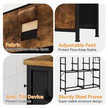 Organizador de 10 Cajones de Tela con Bolsillos Laterales y Ganchos, Armario con Estructura Metálica Resistente, para Dormitorio, Clóset o Pasillo, Color Café - Marrón - Ver 5