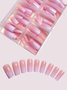 120pcs Minimalist Ombre Rectangle Fake Nails, Upgrade Your Manicure Style, Suitable For Women And Girls DIY Nails, Press-On Nails, Nail Art Supplies - Multicolor - View 3