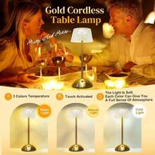 LED Vintage Artistic Crystal Lamp, Metal Table Lamp For Bedroom, Bedside High-End Night Light, Decorative Atmospheric Lamp, American Style Luxury Bar Desk Lamp With Touch Sensor, Rechargeable Lithium Battery Nightlight, Adjustable Bedroom Lighting, Plain Space Theme Bedside Lamp - 03 - 查看 2