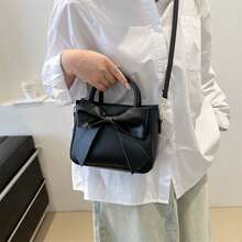 Stylish New Sweet And Fresh Small Square Shoulder/Crossbody Bag With A Bow. - 黑色 - 查看 2