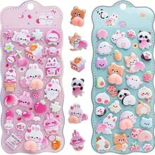 (Cute Blue & Pink) Sticker + Adorable Sticker (2pcs/Set) | 3D Cartoon Style Stickers, Widely Loved, Suitable For Water Bottles, Phone Cases, Planners, Albums, Laptops, Smartphones, Pens, Etc. Decorative Stickers, Adhesive Craft Supplies, Fun Stickers, Smooth Surface, Stationery & Planning Enthusiasts, Ideal For Decorating Various Items. - Multicolor - View 7
