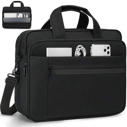 15.6 Inch Laptop Bag, Waterproof Laptop Messenger Bag, Expandable Briefcase, , Suitable For Travel, University, Business Laptop Sleeve Laptop Case