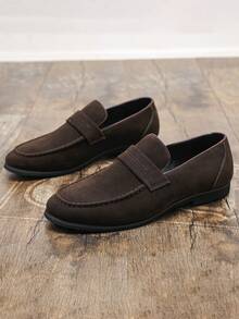 男士大码羊毛乐福鞋、英伦风踝靴、商务休闲鞋、莫卡辛鞋、驾车鞋、男士皮鞋 - 棕色 - 查看 5