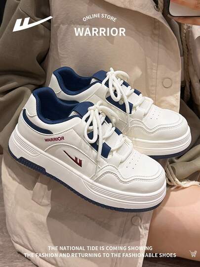 WARRIOR 1 Pair Unisex Lace-Up Casual Sneakers, Fashion Versatile Comfortable Couple Shoes, Outdoor Sports Non-Slip