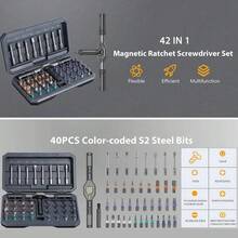 42 In 1 Magnetic Screwdriver Set DIY Ratchet Screwdriver Multi Bit Drive Set - Black - View 8