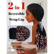 2-In-1 Multifunctional Hair Net, Includes Sleep Cap, Adjustable Wrap Cap Bonnet,Hair Net Cap, Satin-Edged Sleep Cap And Crochet Hair Band, Travel Essential, Convenient For Creating Various Hairstyles, Ideal Daily Hair Care Choice, Comfortable And Easy To Use - 黑色 - 查看 7
