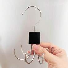 Rotatable Stainless Steel 6-Claw Hook + Plastic Hook, Tie/Belt/Scarf Hanger, Space-Saving Bathroom/Kitchen/Balcony Storage Hook