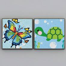 一套DIY钻石画套装，卡通闪亮钻石马赛克艺术套装，女孩节日手工用品，包含画布、钻石包、工具，尺寸5.9英寸*5.9英寸，适合家居墙面和桌面装饰，儿童节日礼物和朋友节日礼物 - 彩色 - 查看 9